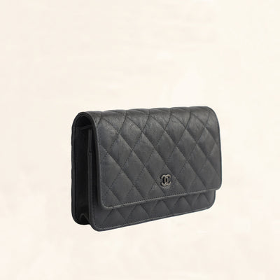 chanel wallet on chain black on black leather