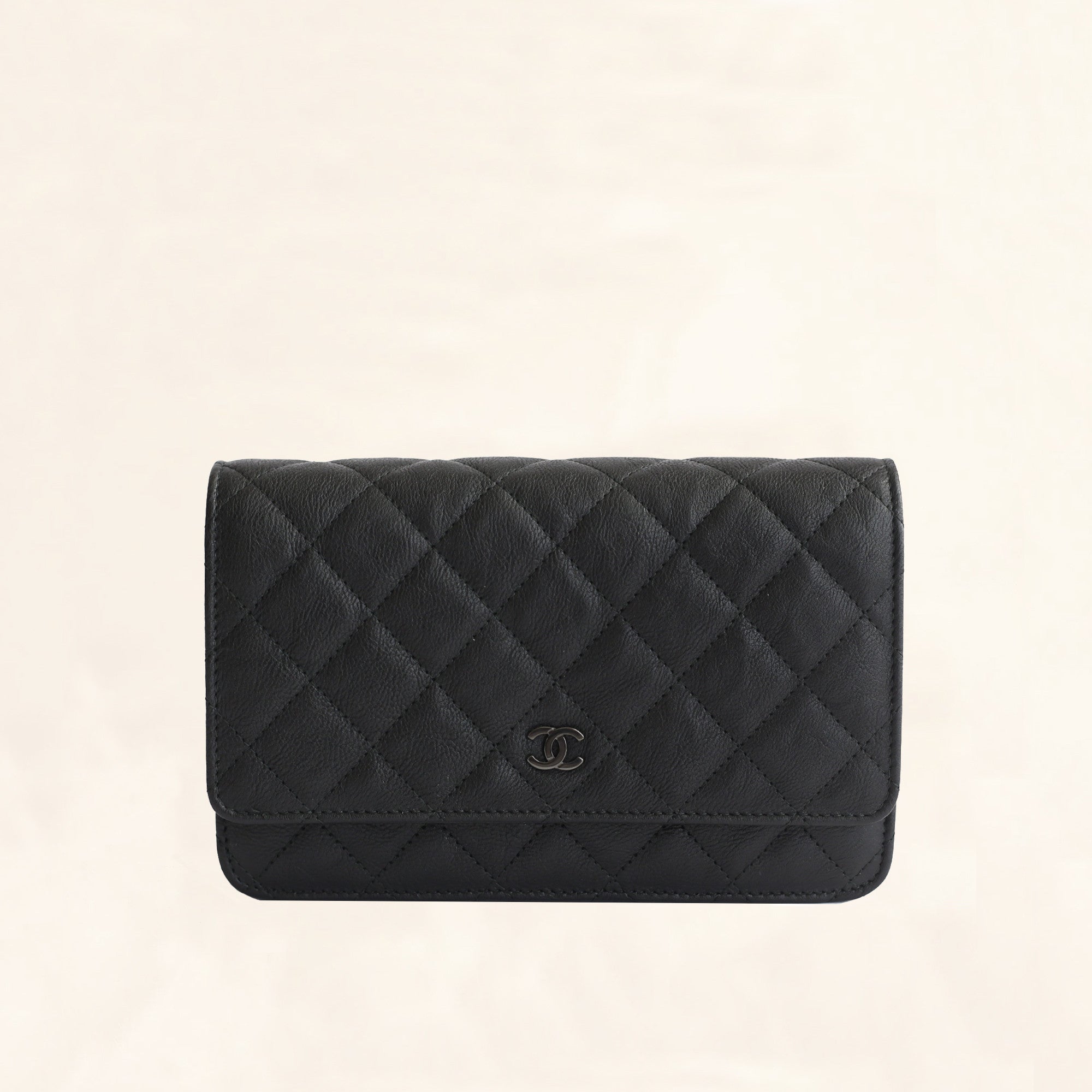 NIB 100AUTH CHANEL 22C Beige Clair Caviar Leather Classic Wallet On Chain  WOC  eBay