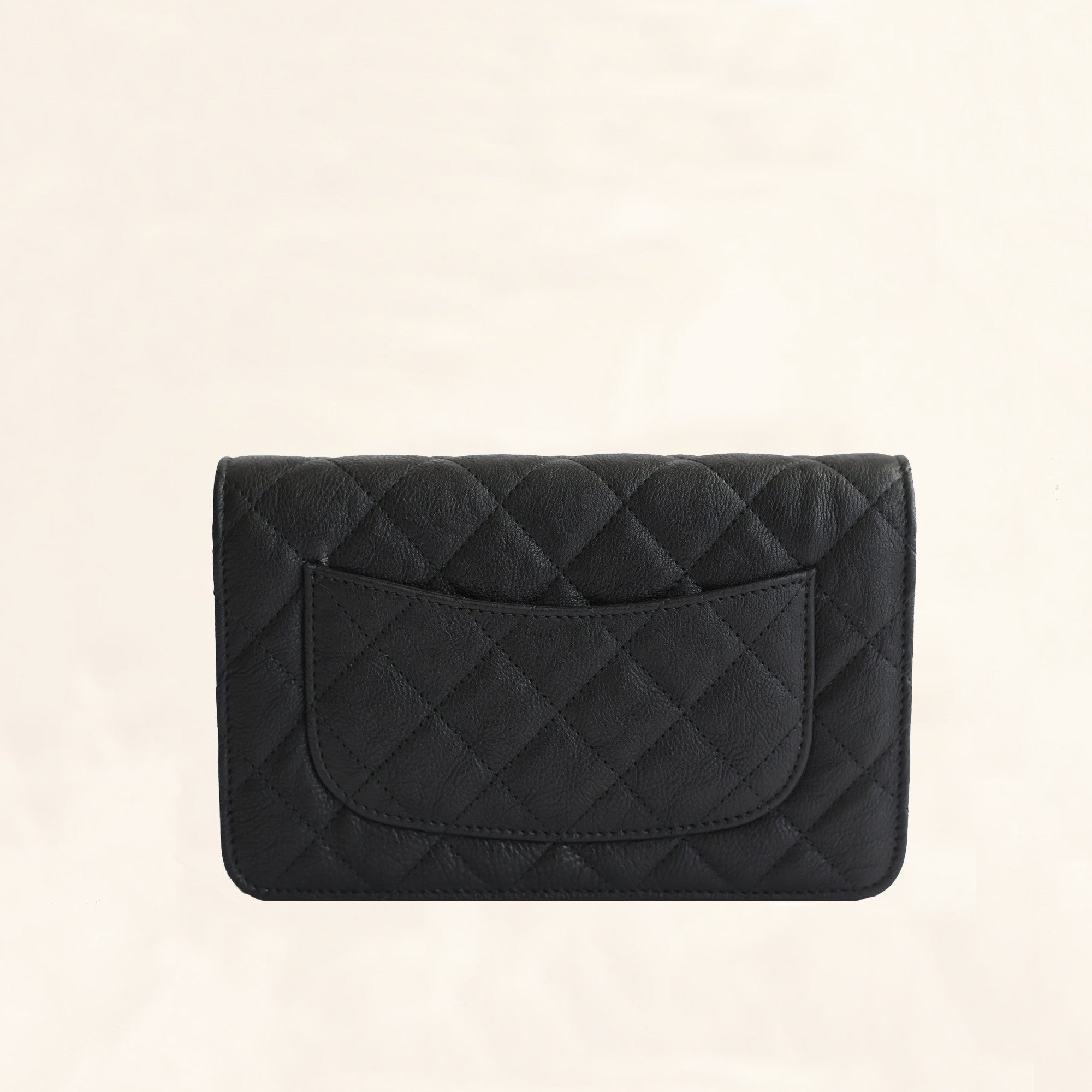 chanel black leather clutch wallet