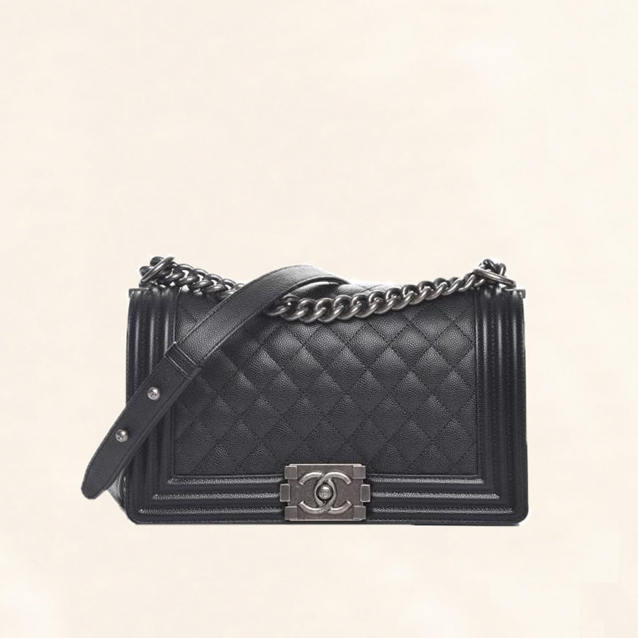 Chanel | Caviar Boy Bag with Ruthenium Hardware | Old Medium - The-Collectory 