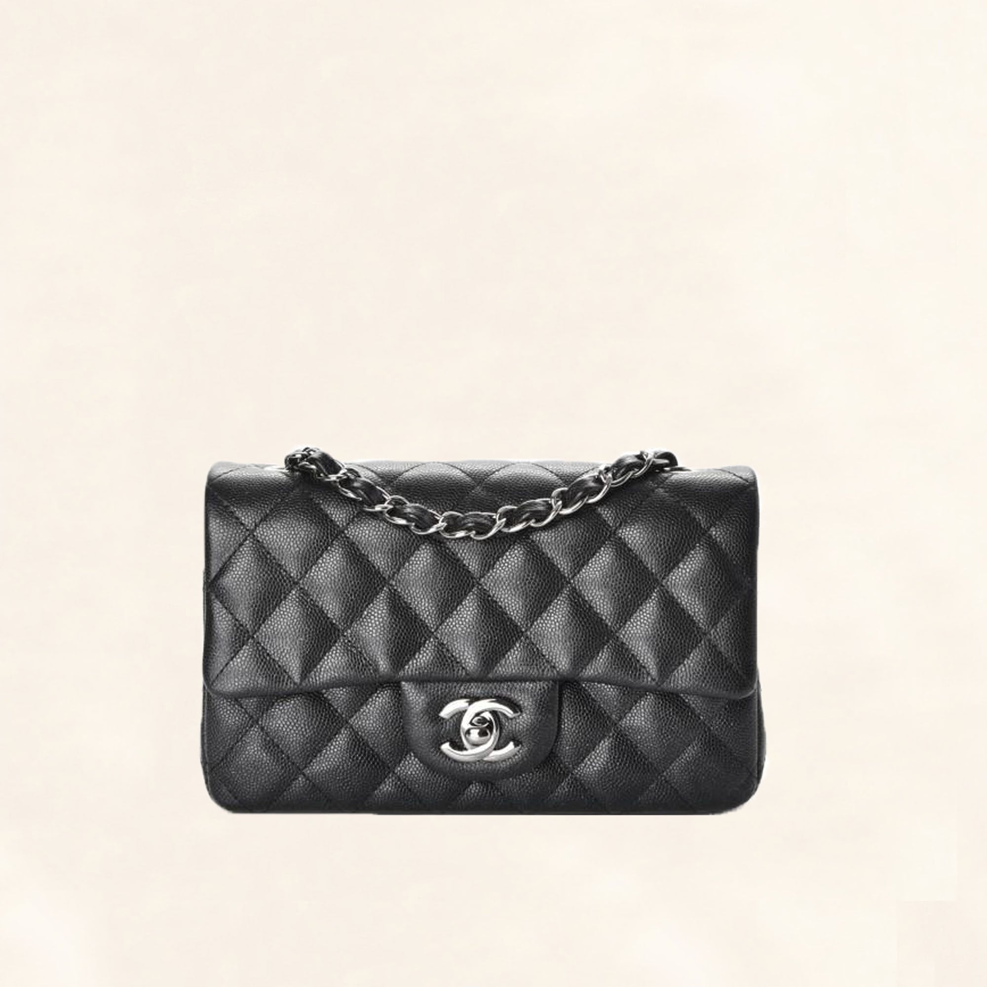 Chanel So Black Chevron Quilted Lambskin Mini Rectangular Classic Flap  Leather ref.622602 - Joli Closet