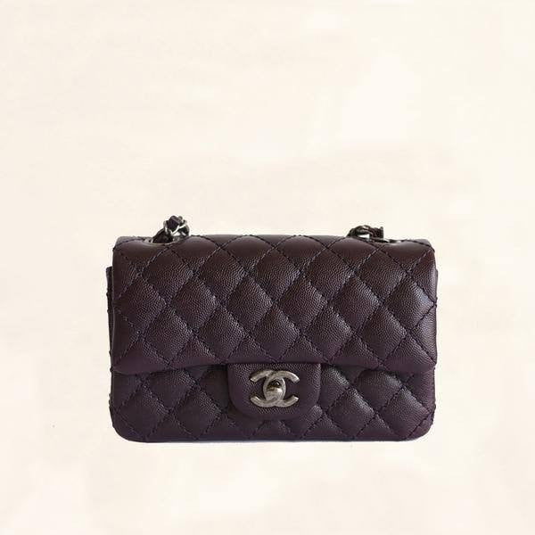 Chanel | Caviar Rectangular Classic Flap in Purple | Mini - The-Collectory