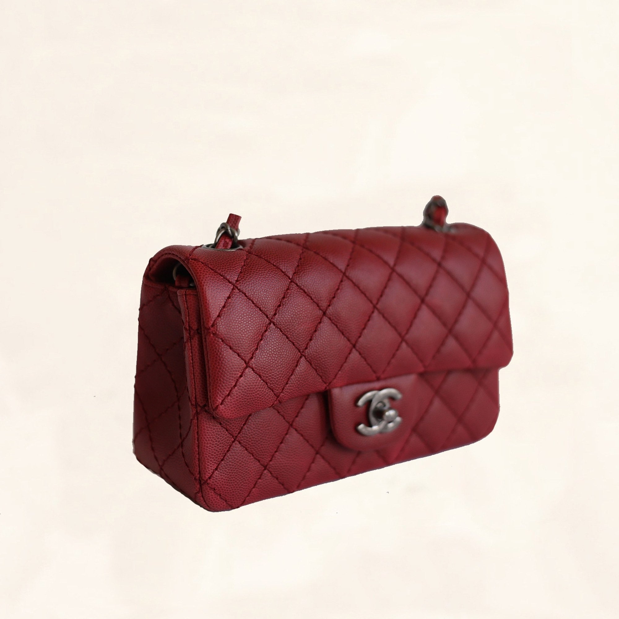 red chanel bag mini leather