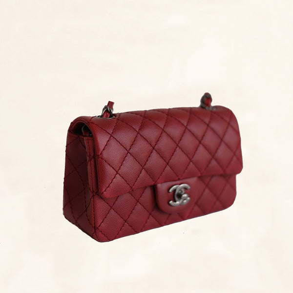 Chanel Mini Rectangle, 17B Red Caviar Leather with Silver Hardware,  Preowned in Dustbag MA001 - Julia Rose Boston