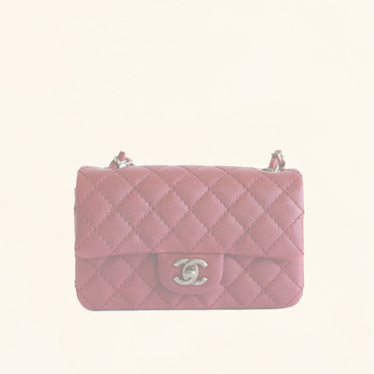 Chanel Caviar Rectangular Classic Flap in Red Mini TC