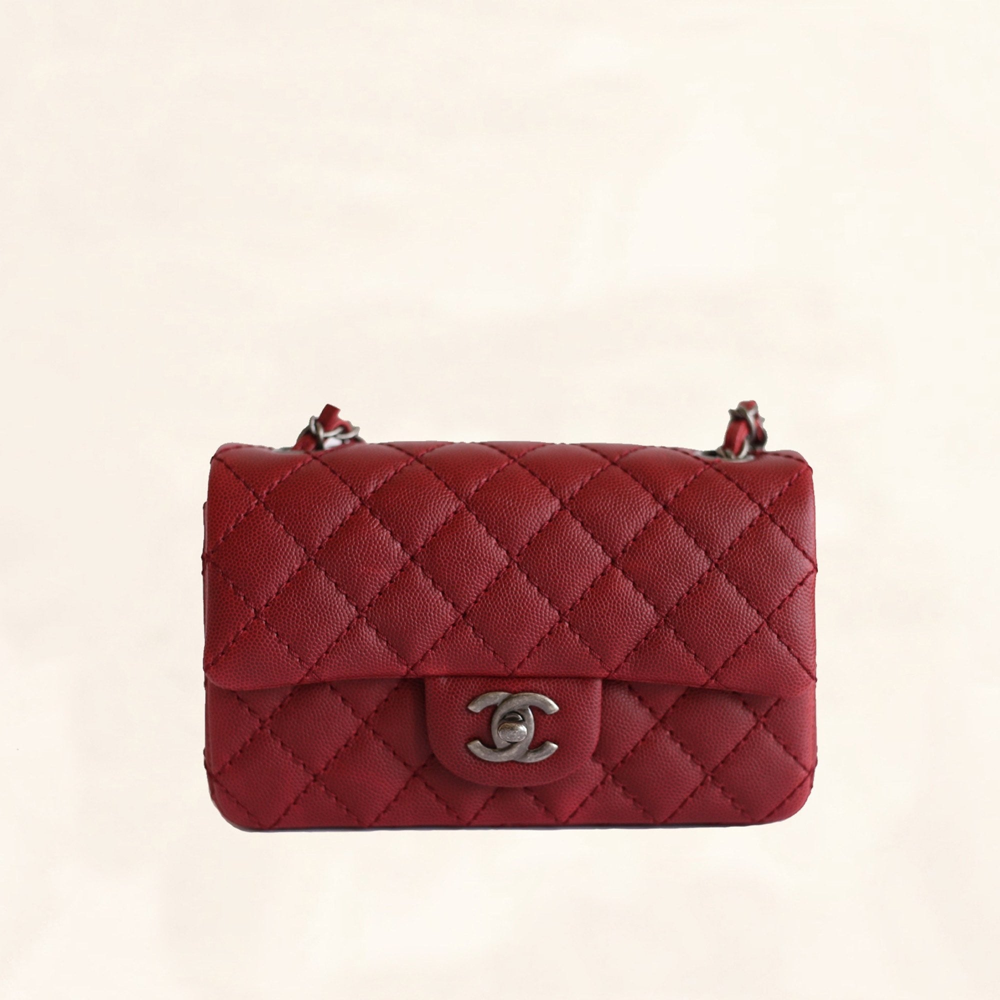 chanel red small flap bag