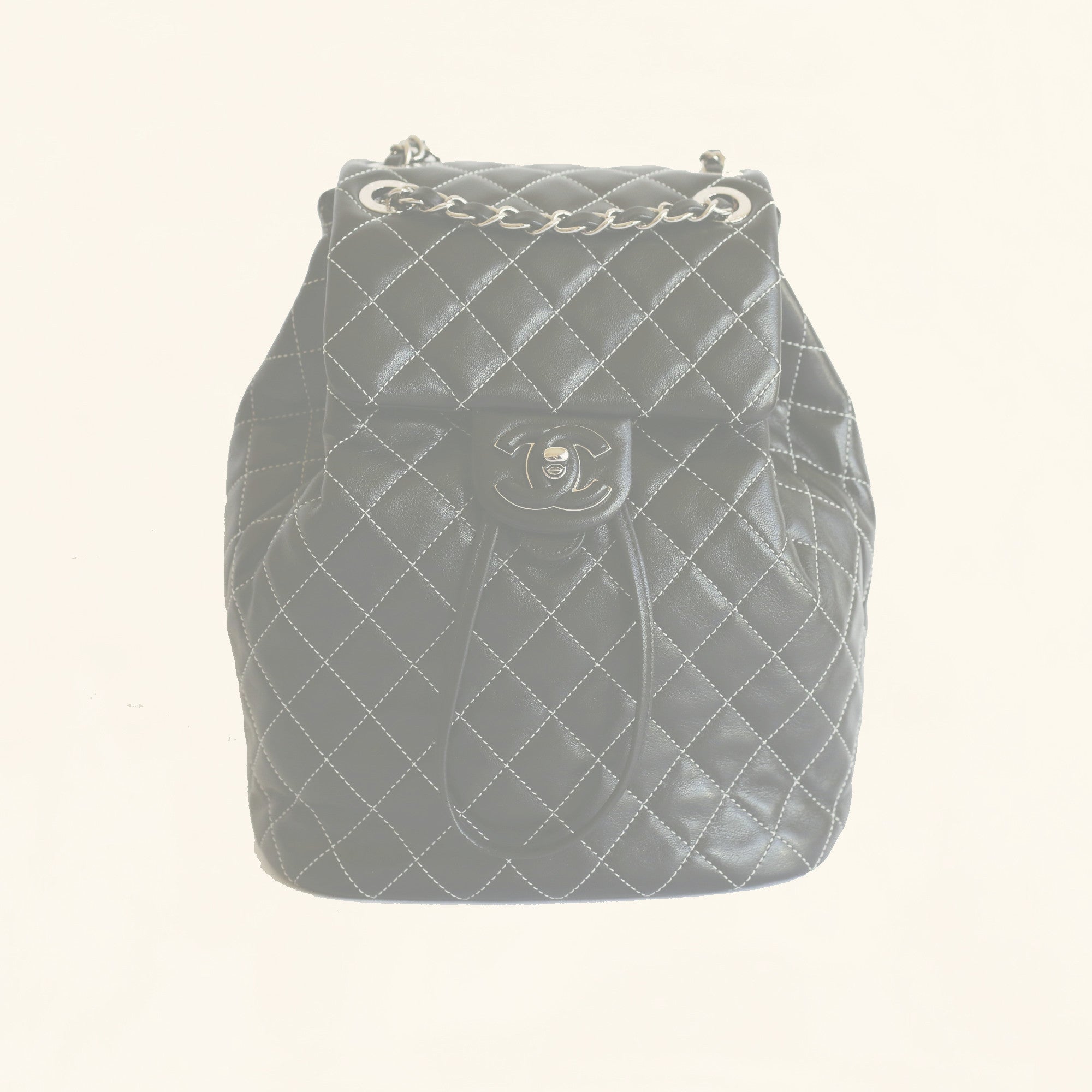 CHANEL Lambskin Quilted Small Duma Drawstring Backpack Grey 1053050