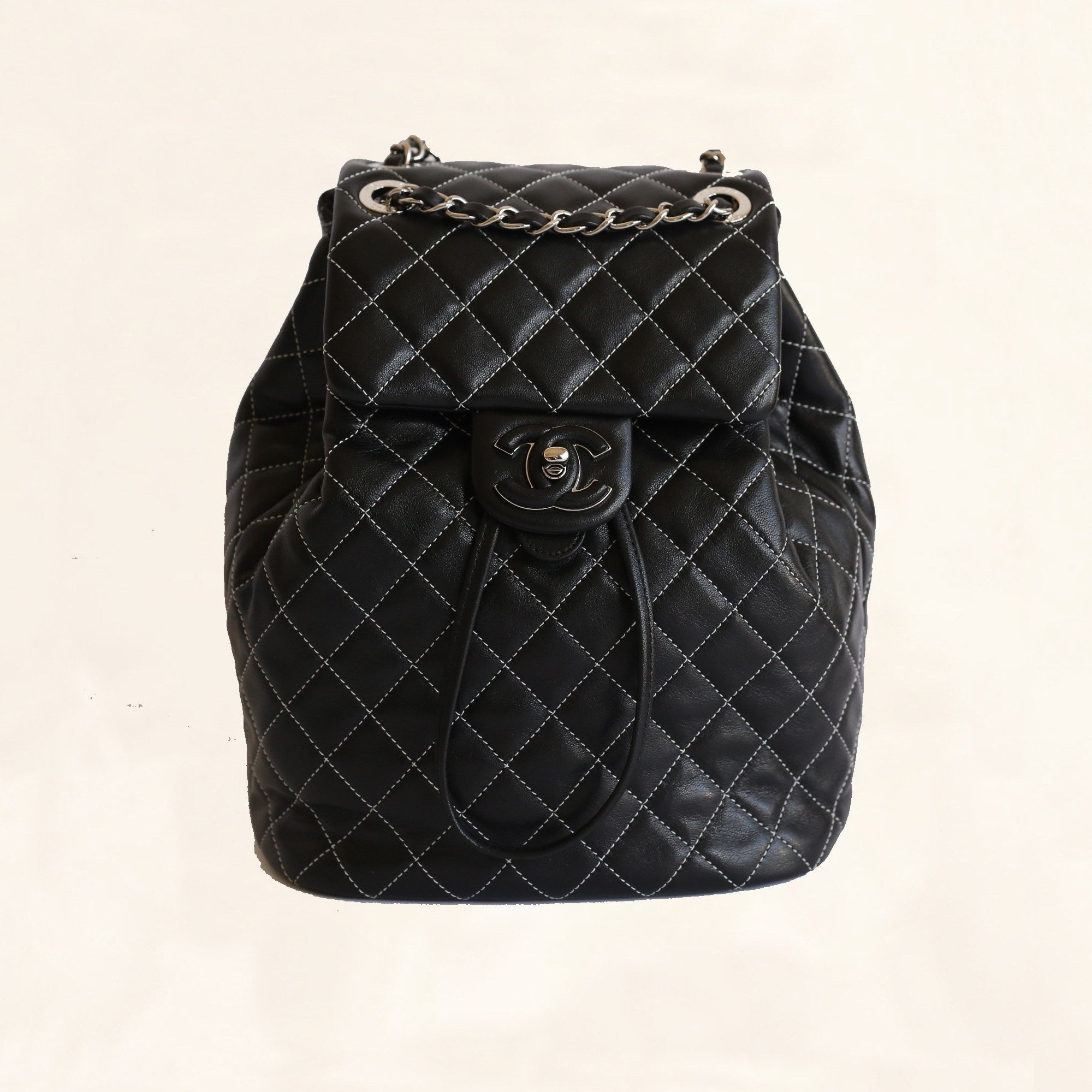 Chanel Black Quilted Lambskin Leather Duma Backpack Chanel