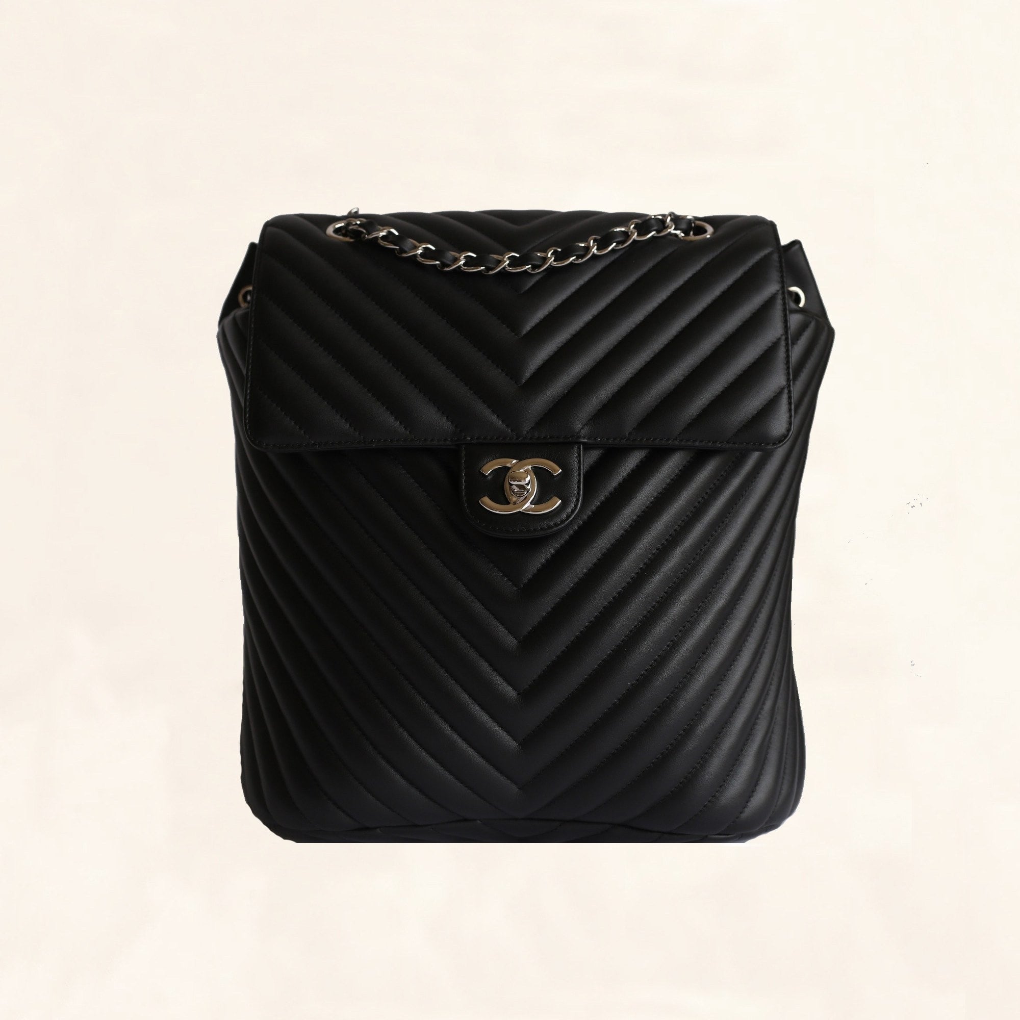 Chanel | Chevron Urban Spirit Backpack with Silver Hardware | Large - The-Collectory