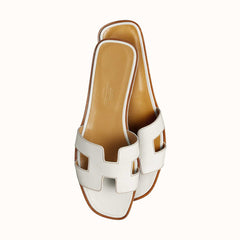 【Hermes】 Oran Sandal Calfskin & Gold Piqures Ecrues Hermes Oran Sandal Calfskin & Gold Piqures Ecrues H021056Z03