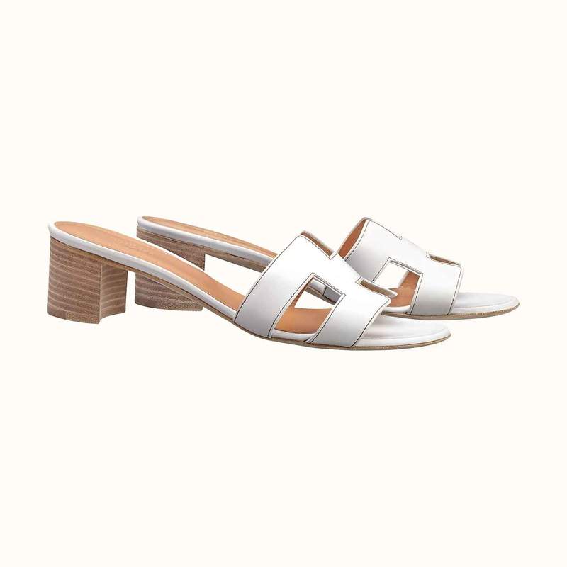 Replica Top Quality Hermes White Ostrich Oasis Sandals HJ00752