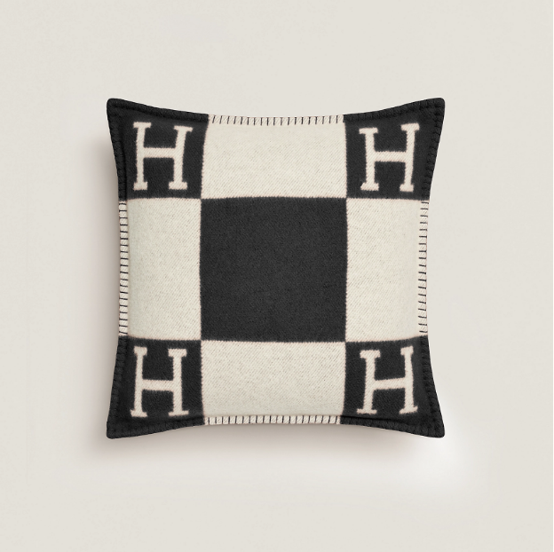 Hermes Avalon III Pillow Small Model Ecru Gris Fonce