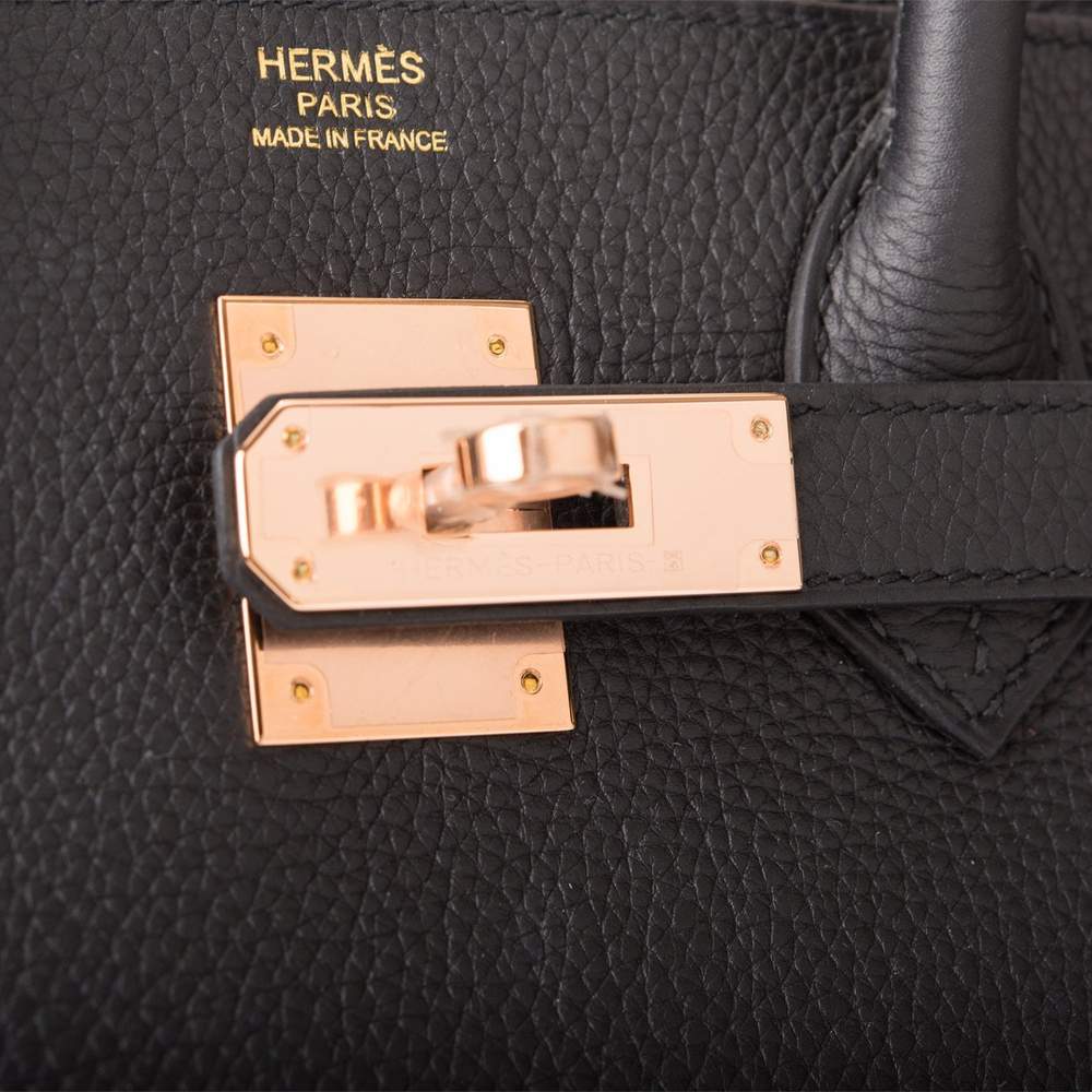 Hermes Birkin 30 Noir Black Togo Rose Gold Hardware #D - Vendome