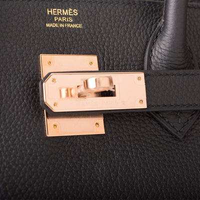 Hermes Birkin 30 Black Togo Rose Gold Hardware