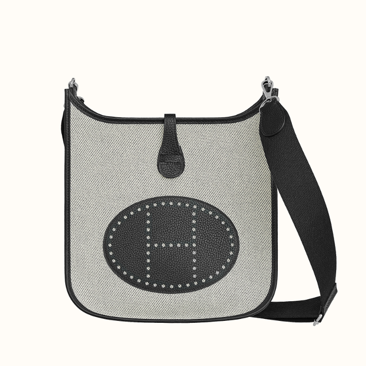 Hermes Toile and leather Evelyne III 29 Black– TC