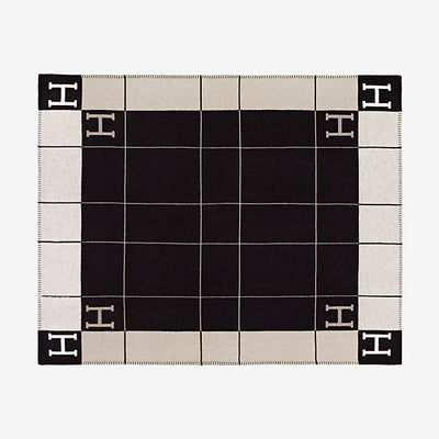 Hermes | Blanket Avalon Signature H Ecru and Noir Throw Blanket - The-Collectory