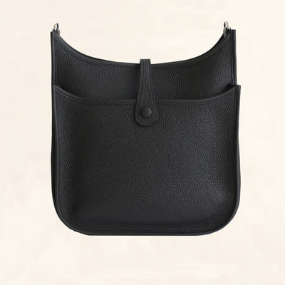 Hermès Clemence Black Evelyne PM Cross Body Shoulder Bag with