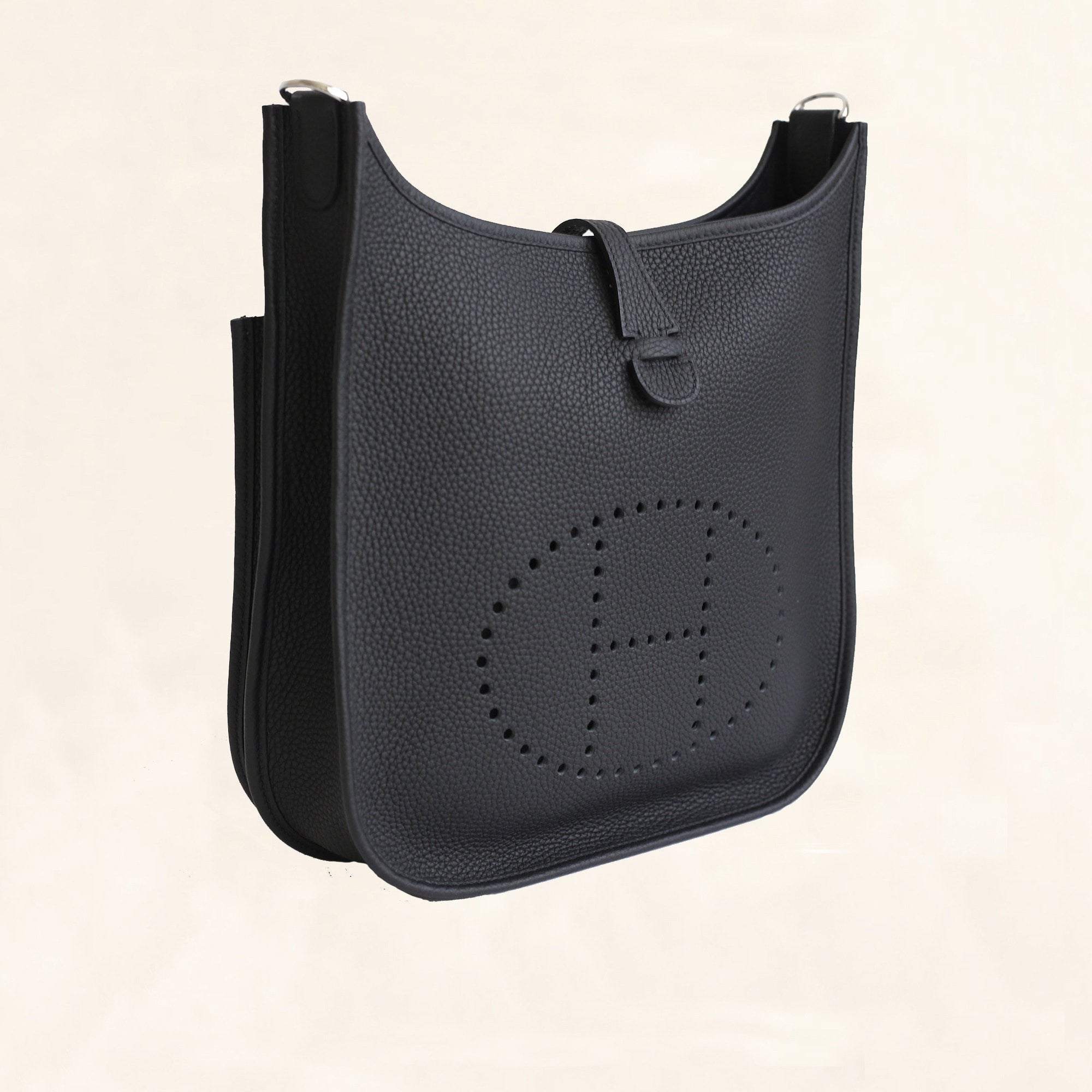 Hermès Clemence Black Evelyne PM Cross Body Shoulder Bag with