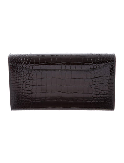 🖤 Hermès Constance Wallet To Go Shiny Black Enamel GHW Alligator Crocodile  Bag