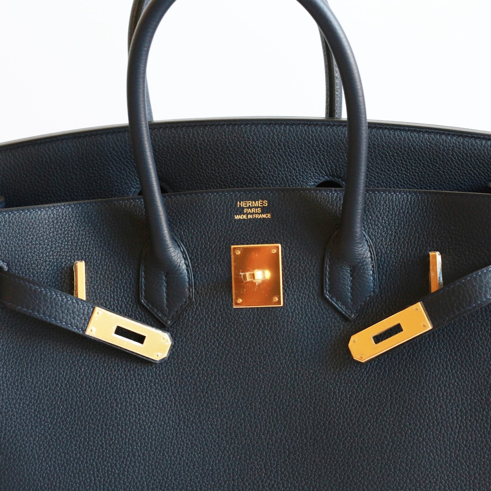 Hermes, Gold & Togo Leather Birkin in Blue Nuit