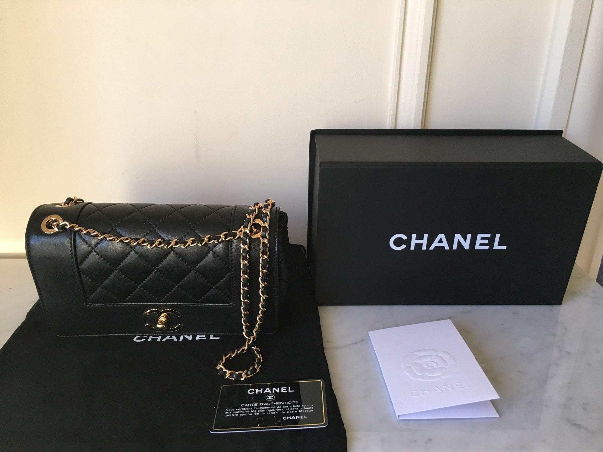 Chanel Quilted Lambskin Leather Small Tote Black with Ruthenium