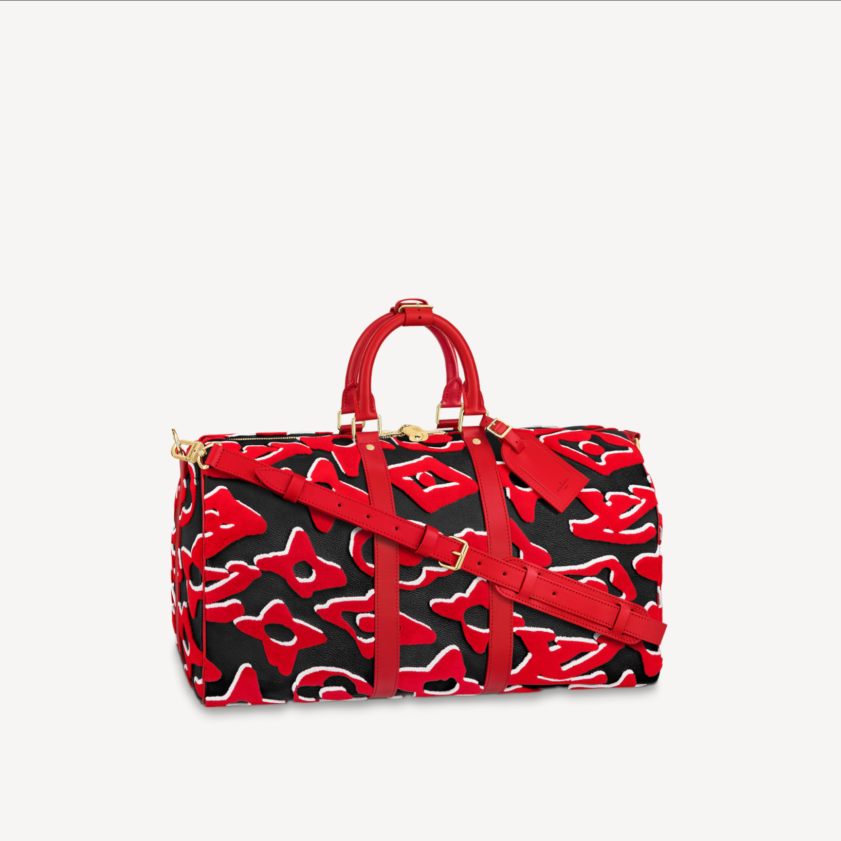 Louis Vuitton x Urs Fischer Red Black Tufted Keepall Bandouliere