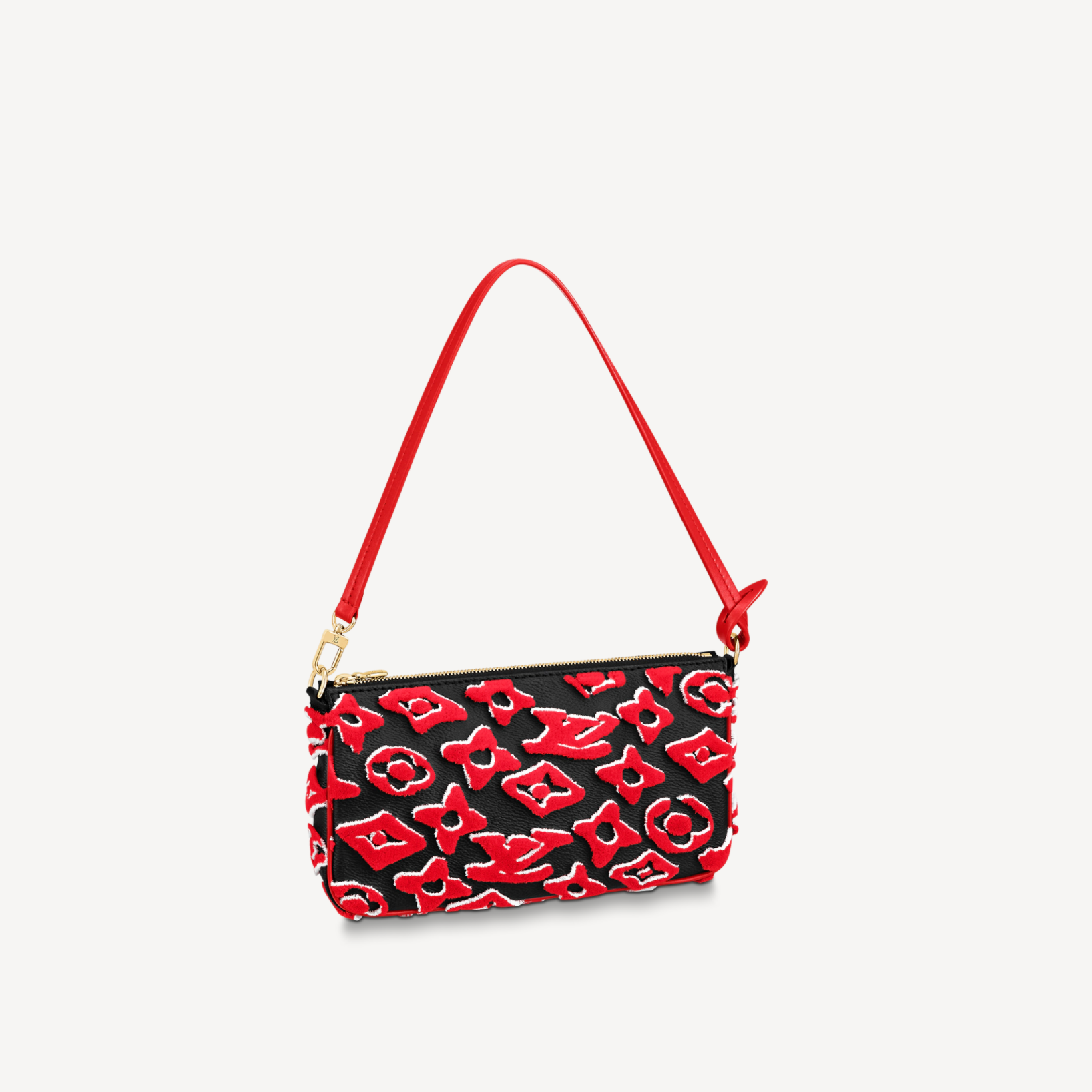 Louis Vuitton x UF Tufted Monogram Neverfull mm in Black and Red Tote