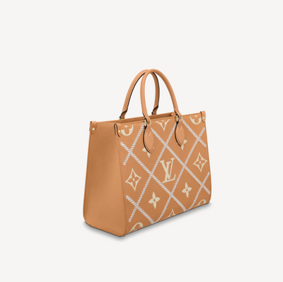 Brand New Louis Vuitton Arizona Beige Onthego Wild at Heart Bag