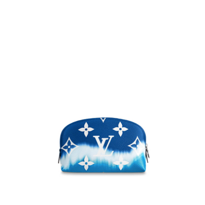 Louis Vuitton LV Escale Blue Cosmetics Pouch with Silver Chain Strap