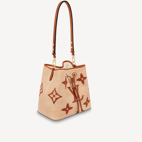 Louis Vuitton Monogram Raffia Neonoe MM Shoulder Bag Brown Beige