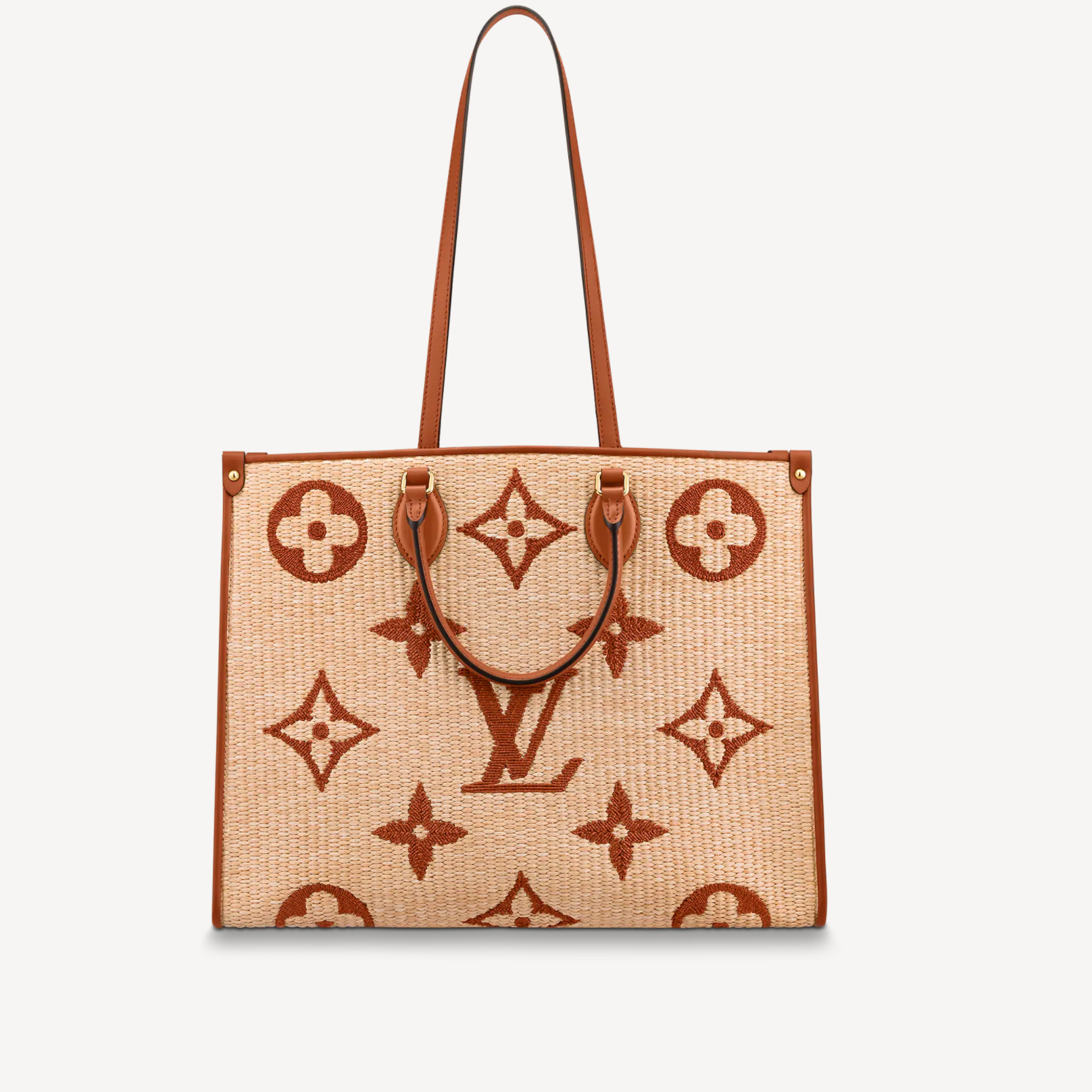 Louis Vuitton Beige/Brown Monogram Giant Raffia OnTheGo MM Tote Bag Louis  Vuitton