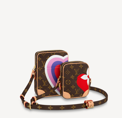 Louis Vuitton Game on Monogram Coated Canvas Double Paname Set Gold Hardware, 2020, Brown Womens Handbag