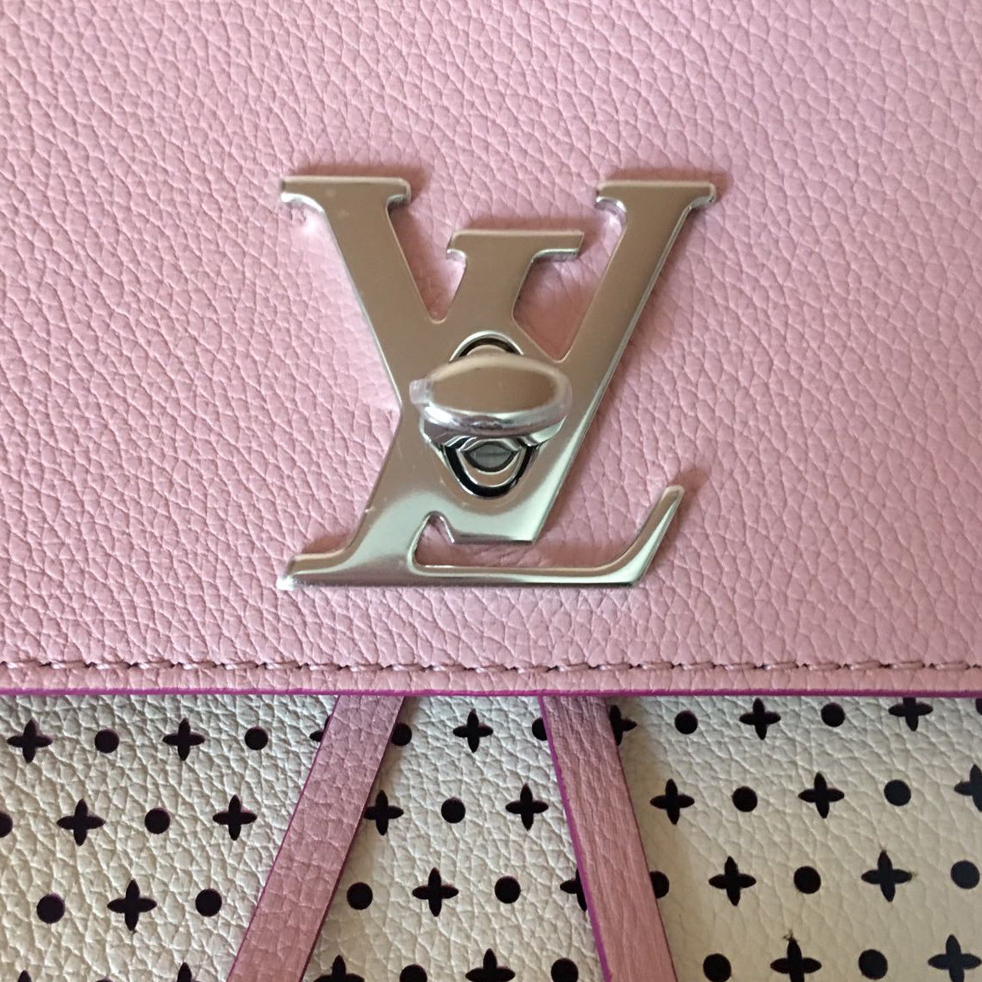 louis vuitton backpack pink Louis Vuitton | Perforated Pink Calfskin Lockme Backpack