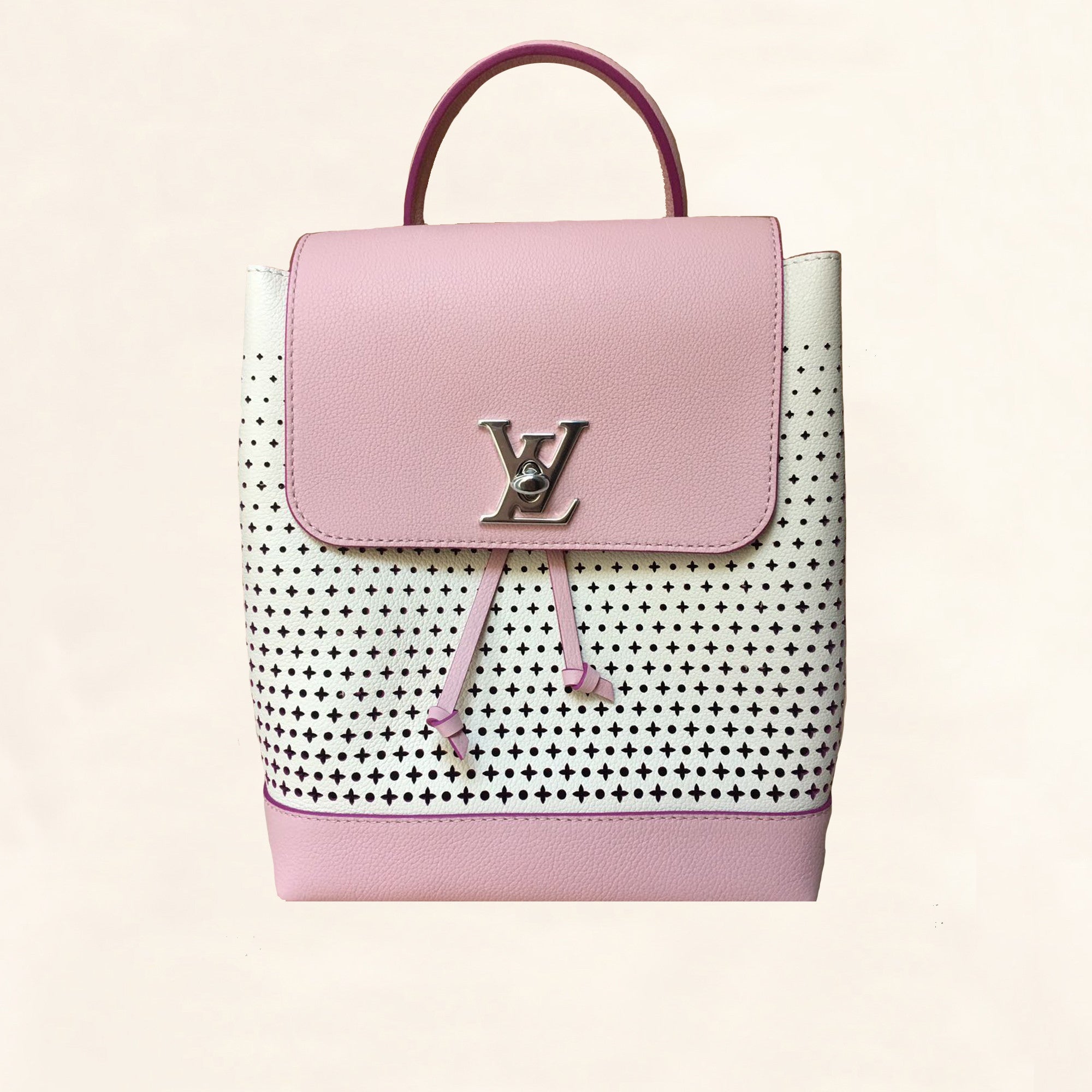 LOUIS VUITTON LOCK ME BACKPACK 8.7 PINK PERFORATE CALF SHW