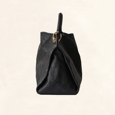 LOUIS VUITTON Black Leather Empreinte Artsy MM Monogram Handbag