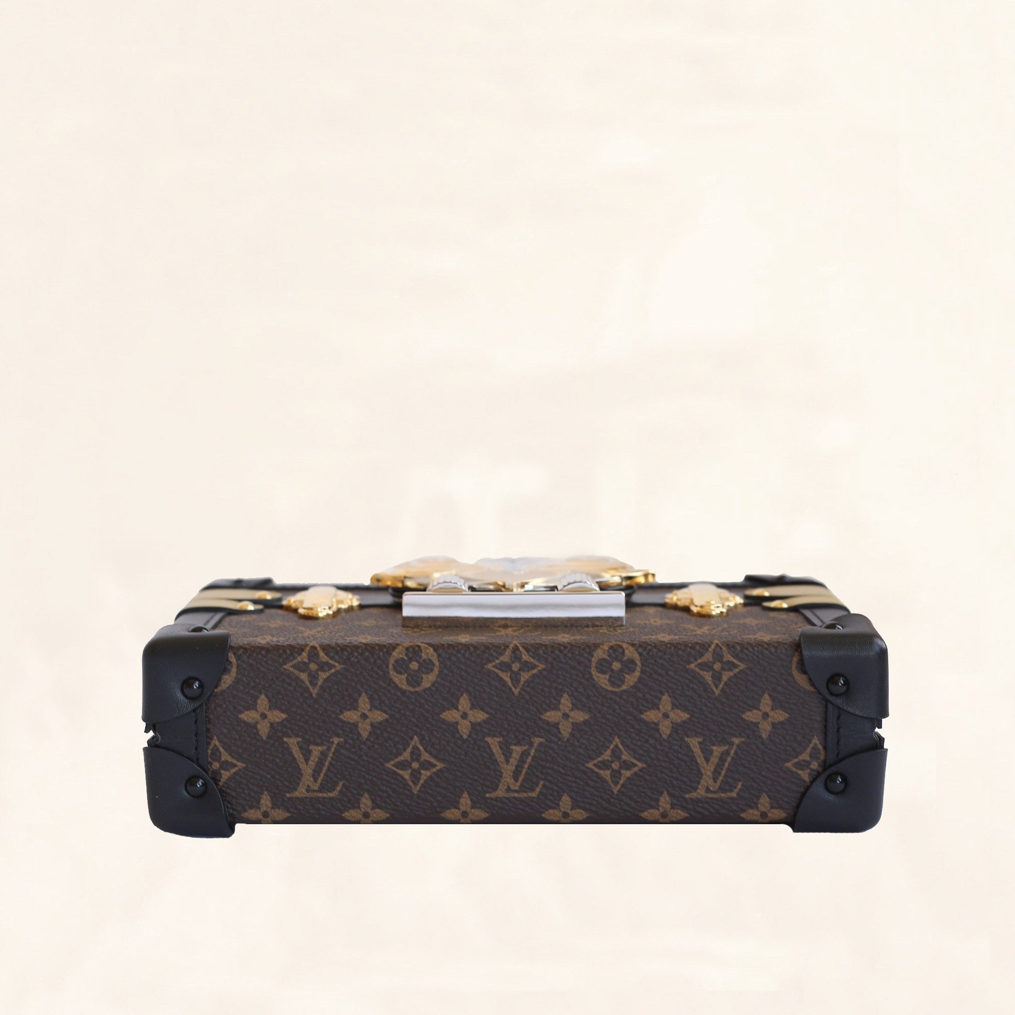 Louis Vuitton Petite Malle Bag in Monogram with Golden Brass Hardware