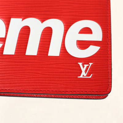 LOUIS VUITTON X SUPREME WALLET AND KEY HOLDER Red Leather ref
