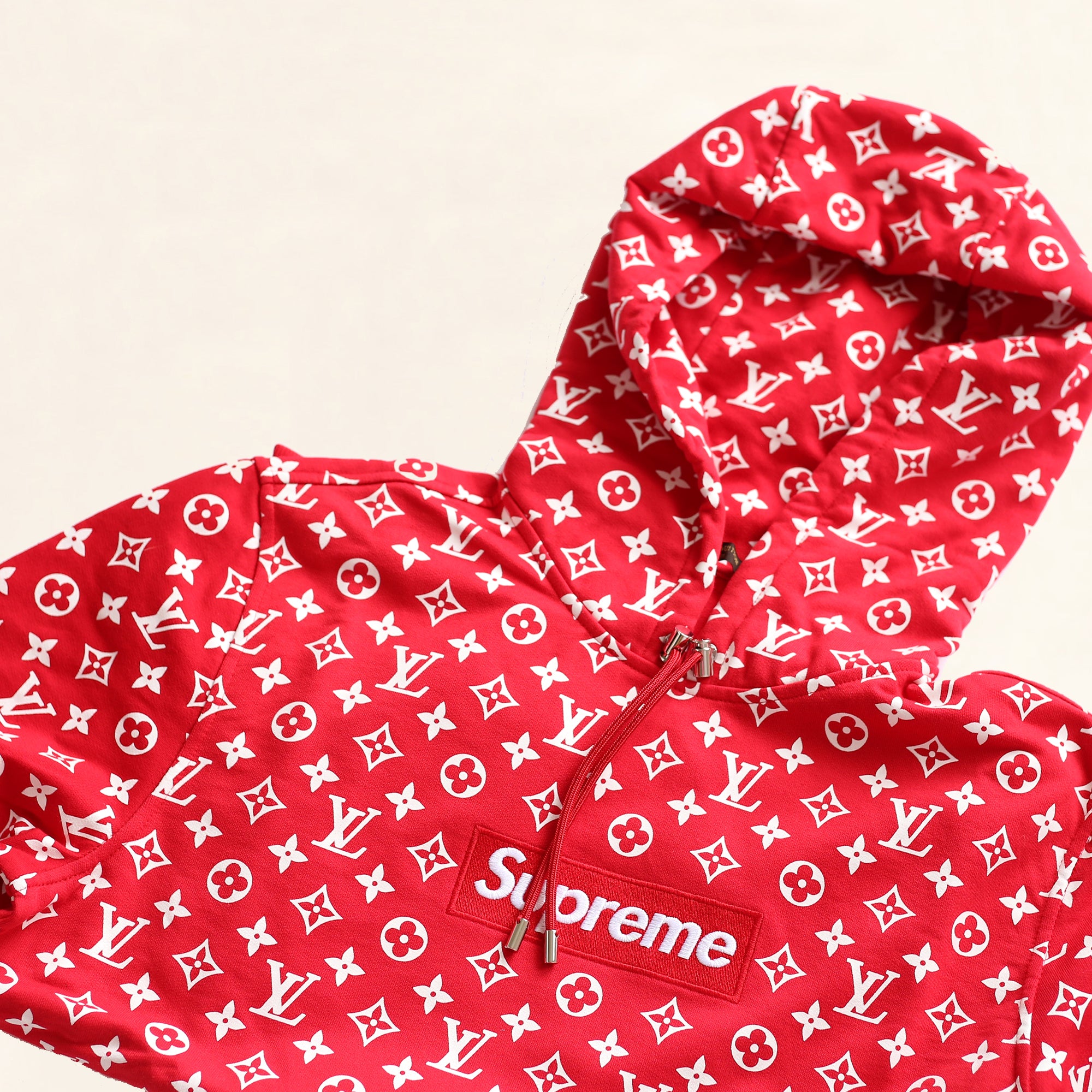Louis Vuitton Supreme Red Monogram Box Logo Hoodie