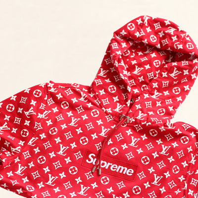 Louis Vuitton | Supreme Logo Box Hoodie Monogram | Red - The-Collectory