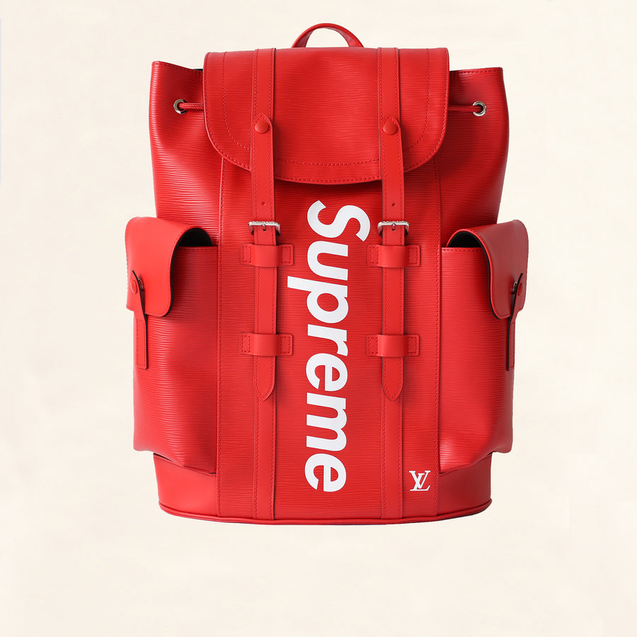 Louis Vuitton | Supreme Logo Box Hoodie Monogram | Red by The-Collectory