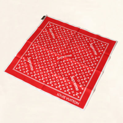 Supreme Louis Vuitton Monogram Bandana Scarf Red Brown 2 Color Brand New