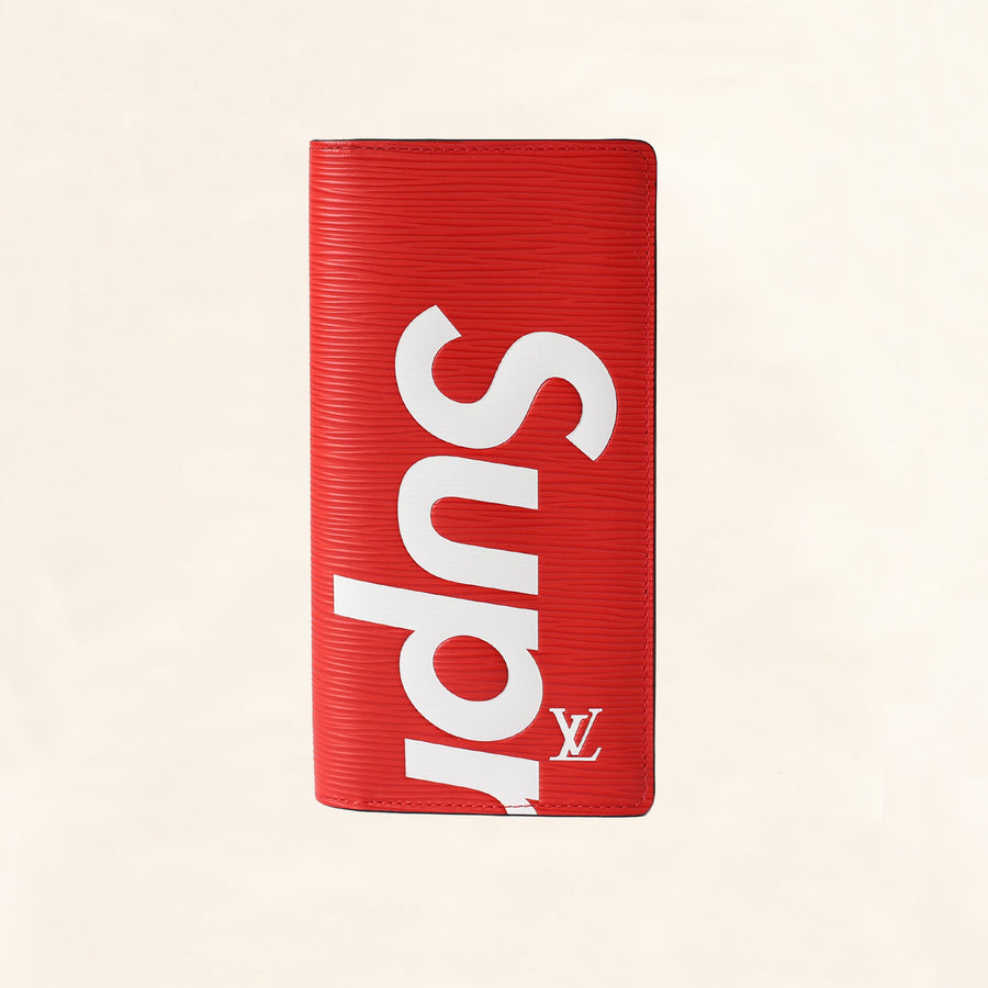 Louis Vuitton | Supreme Brazza Long Wallet Epi | Red - The-Collectory 