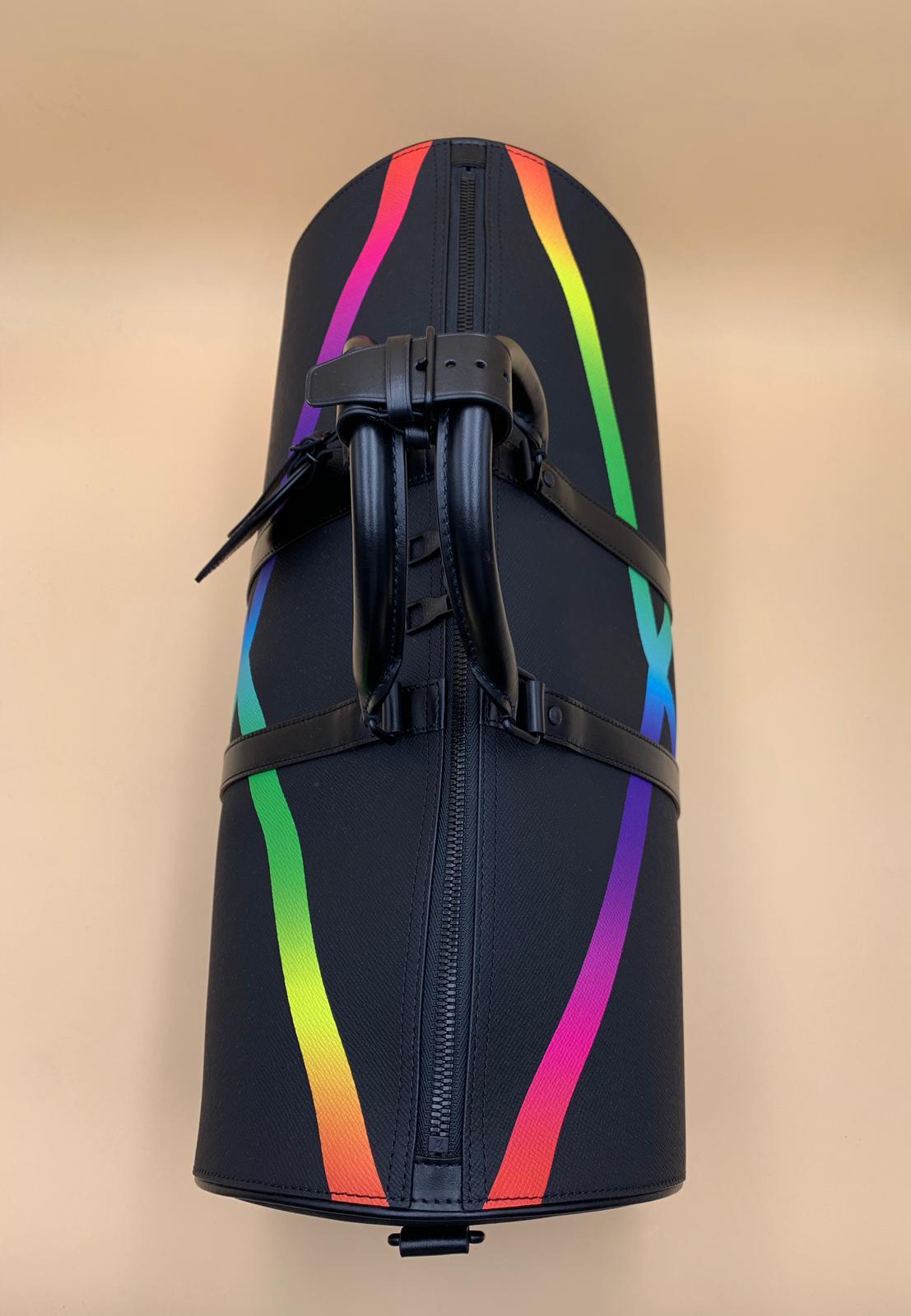 LOUIS VUITTON Taiga Rainbow Keepall Bandouliere 50 Black 490260