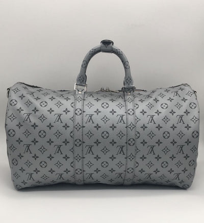 Louis Vuitton Keepall Bandouliere Metallic Monogram 50 Silver in Coated  Canvas
