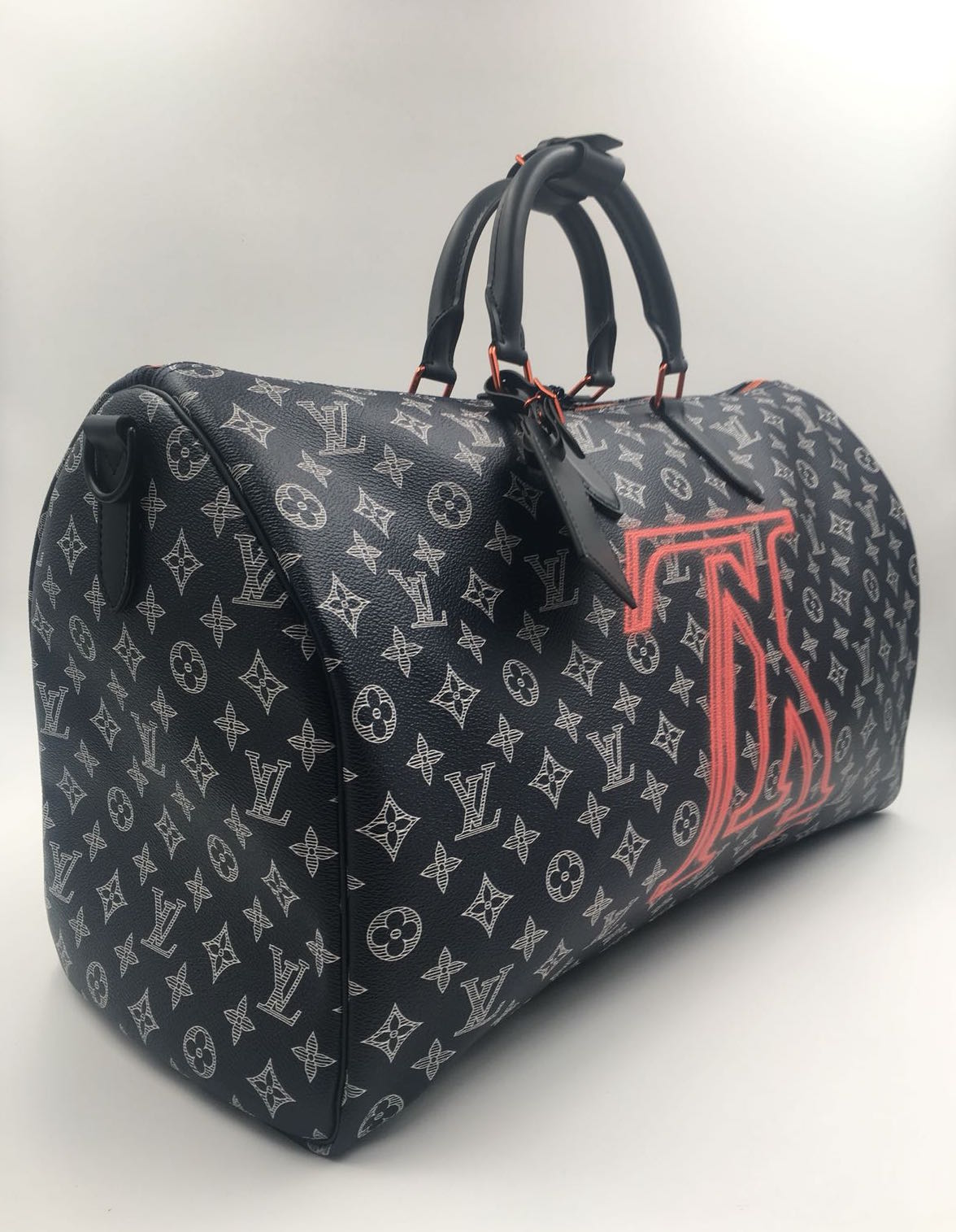 Louis Vuitton Keepall 50 Bandouliere Monogram Eclipse Travel Bag Black