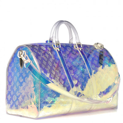 Auth Louis Vuitton Monogram Prism Keepall Bandouliere 50 Travel Bag M53271