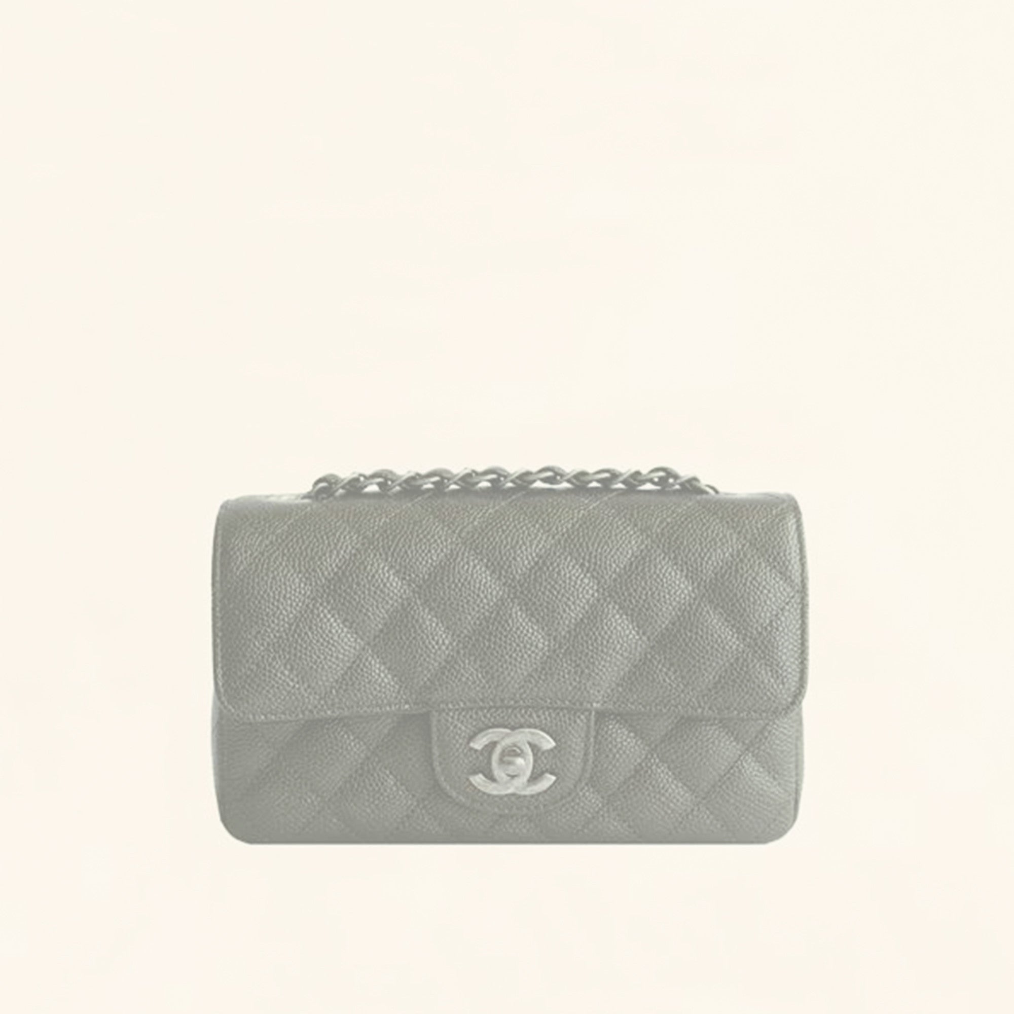 Chanel Grey Quilted Caviar Rectangle Mini Flap Bag SHW