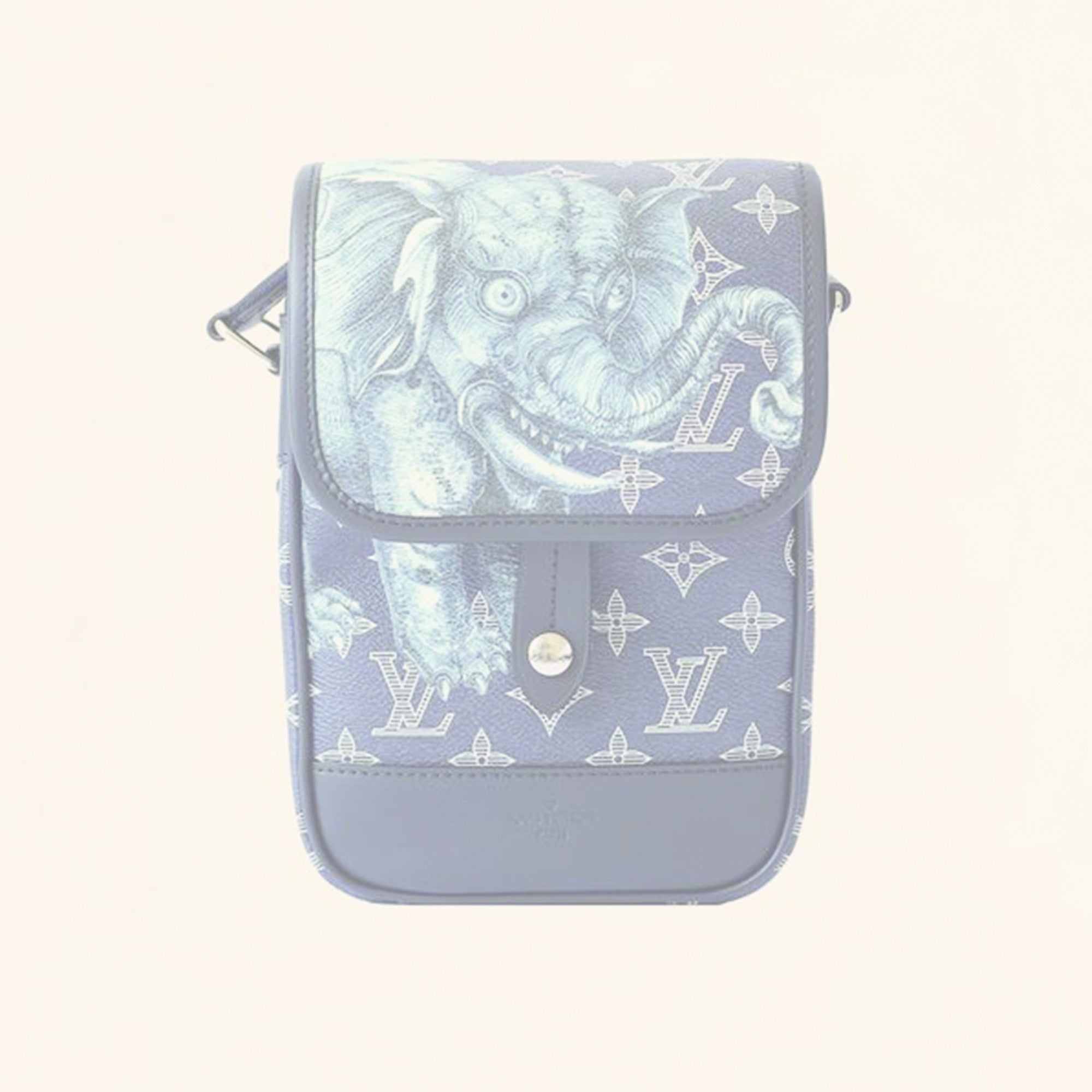 Louis Vuitton Blue Savane Canvas Chapman Brothers Lion/Elephant Silver Tone  Key Holder / Keychain