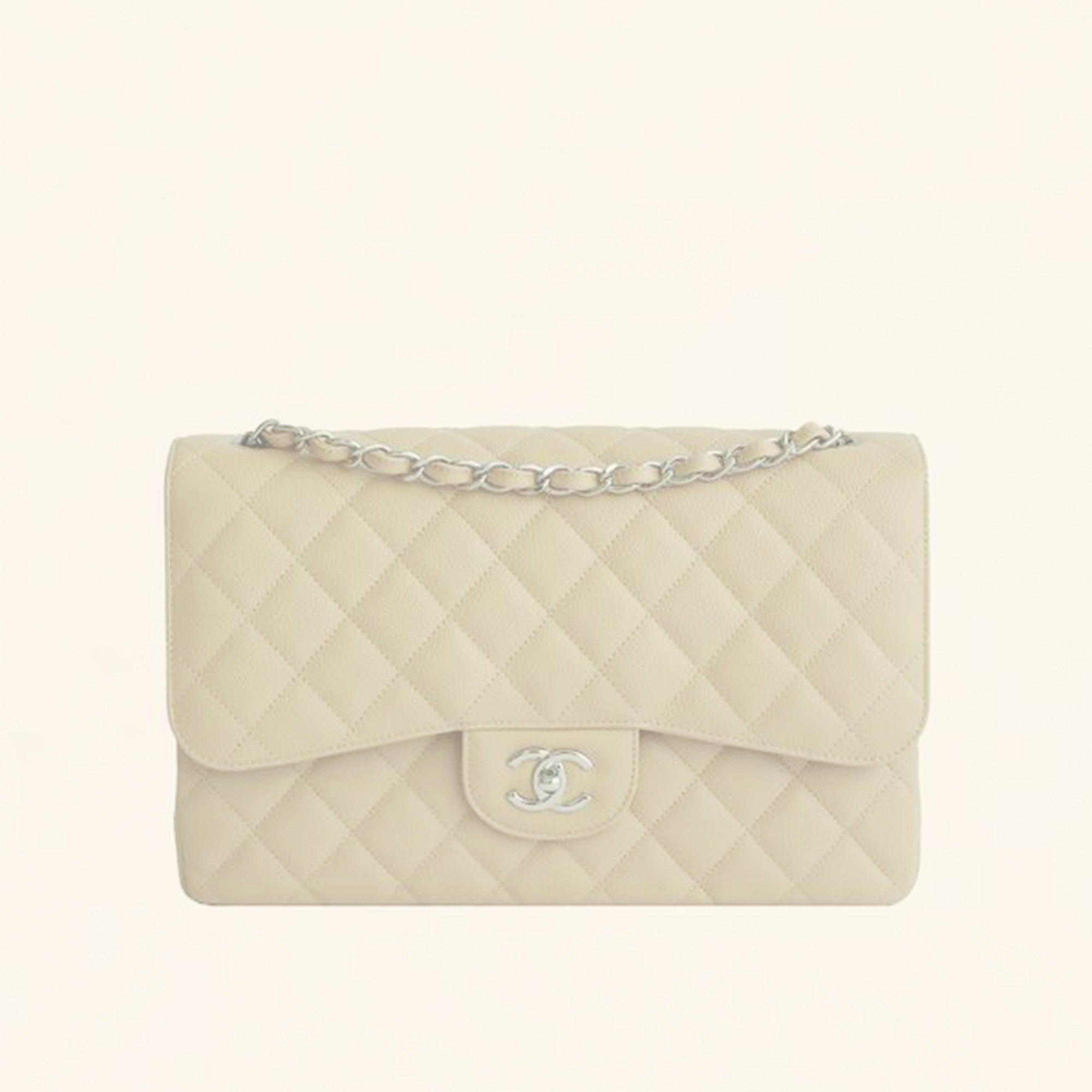 Chanel | Beige Caviar Classic Double Flap Bag | Jumbo