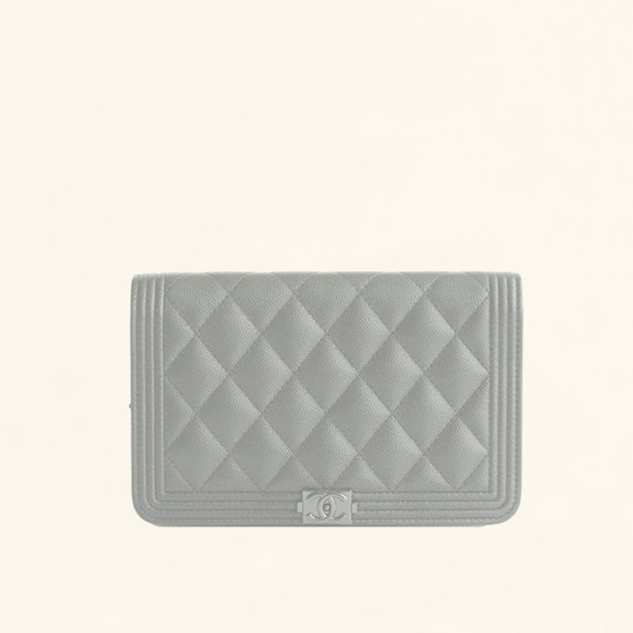 Chanel | Calfskin So Black Boy Wallet on Chain | WOC - The-Collectory 